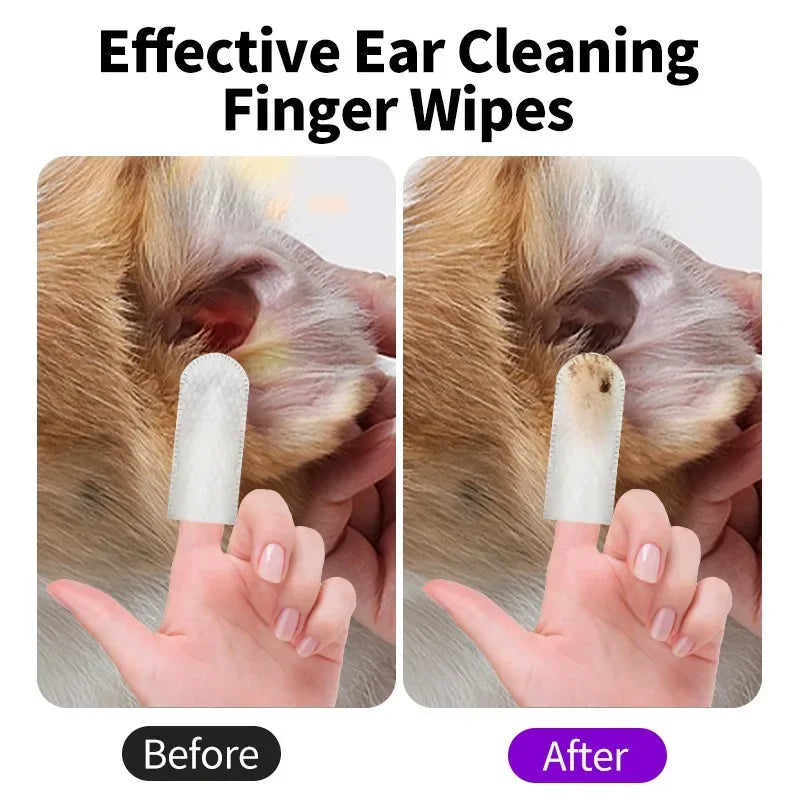 Pet Ear Cleaner Finger Wipes – 50 Pack